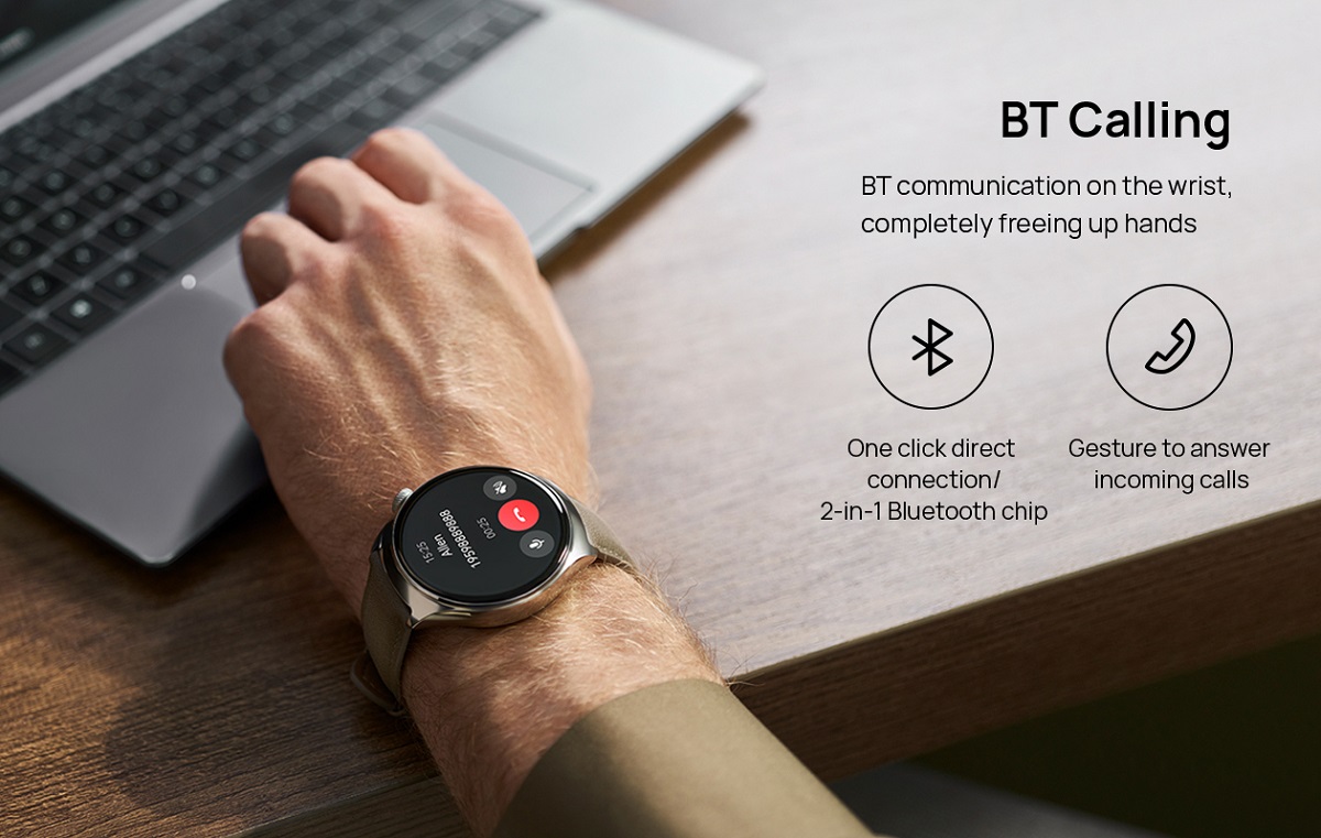 Smartwatch Mibro Lite 3 Pro szary grafika przedstawia możliwości BT Calling